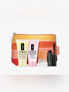 NWT CLINIQUE 5 piece Mini Skincare Set with Cosmetic Bag